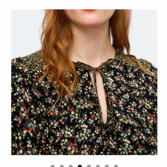 Zara Peasant Boho Black Multi Floral Tiered Ruffle Mini Sundress Tie Front Small - Picture 3 of 12